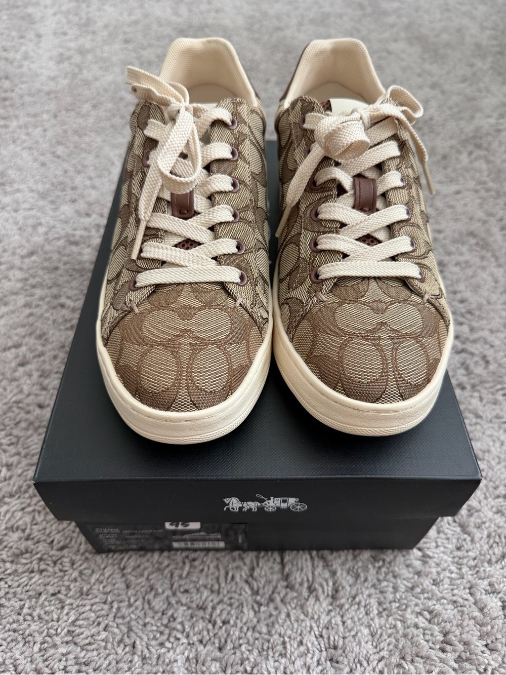 Coach‎ Women’s Monogram Low-Top Sneakers in Khaki and Cream